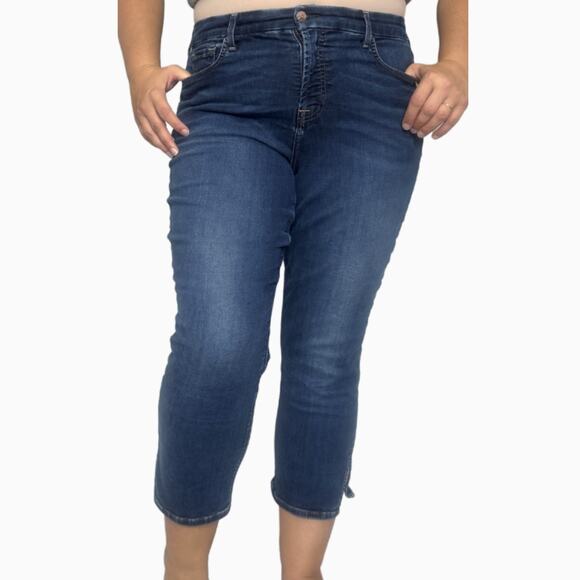JEN7 by 7 For All Mankind side‑slit capri jeans — 14 — dark indigo - Picture 1 of 16